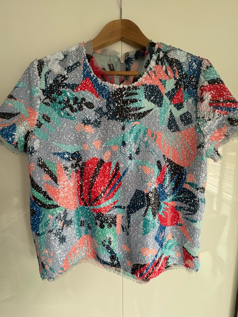 Trussardi Jeans Multicolor Sequin Floral Short Sleeve Top